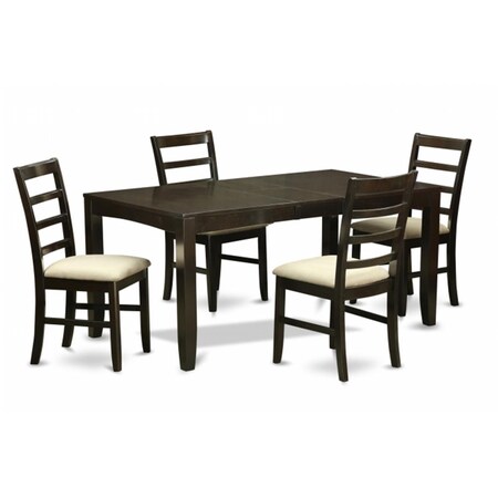 East West Furniture 5 Piece Dining Table Set For 4-Table With Leaf and 4 Chairs For Dining Room LYPF5-CAP-C
